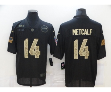 Men's Seattle Seahawks #14 D.K. Metcalf Black Camo 2020 Salute To Service Stitched NFL Nike Limited Jersey