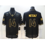 Men's Seattle Seahawks #14 D.K. Metcalf Black Gold 2020 Salute To Service Stitched NFL Nike Limited Jersey