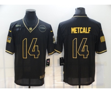 Men's Seattle Seahawks #14 D.K. Metcalf Black Gold 2020 Salute To Service Stitched NFL Nike Limited Jersey