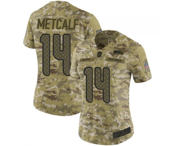 Seahawks #14 D.K. Metcalf Camo Women's Stitched Football Limited 2018 Salute to Service Jersey