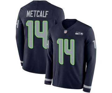 Seahawks #14 D.K. Metcalf Steel Blue Team Color Men's Stitched Football Limited Therma Long Sleeve Jersey