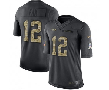 Men's Seattle Seahawks 12th Fan Black Anthracite 2016 Salute To Service Stitched NFL Nike Limited Jersey