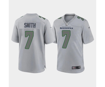 Men's Seattle Seahawks #7 Geno Smith Gray Atmosphere Fashion Stitched Game Jersey