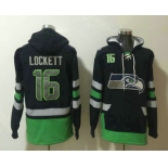 Men's Seattle Seahawks #16 Tyler Lockett NEW Navy Blue Pocket Stitched NFL Pullover Hoodie
