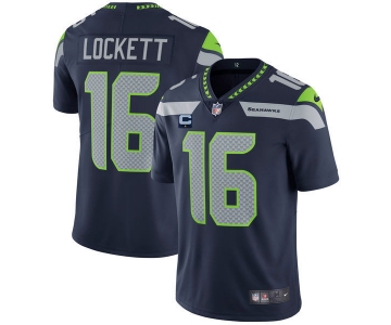 Men's Seattle Seahawks 2022 #16 Tyler Lockett Navy With 1-star C Patch Vapor Untouchable Limited Stitched NFL Jersey