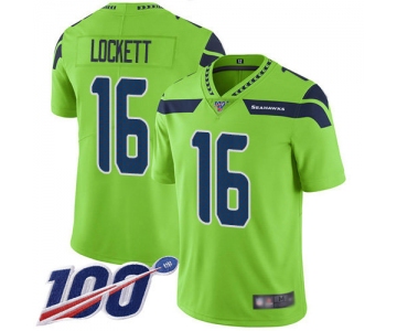 Nike Seahawks #16 Tyler Lockett Green Men's Stitched NFL Limited Rush 100th Season Jersey
