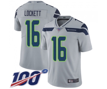 Nike Seahawks #16 Tyler Lockett Grey Alternate Men's Stitched NFL 100th Season Vapor Limited Jersey