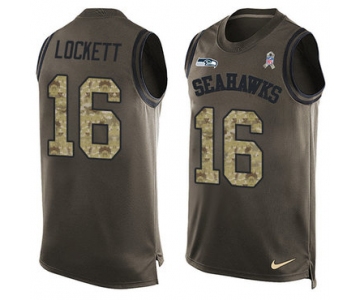 Nike Seattle Seahawks #16 Tyler Lockett Green Men's Stitched NFL Limited Salute To Service Tank Top Jersey