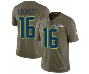 Nike Seattle Seahawks #16 Tyler Lockett Olive Men's Stitched NFL Limited 2017 Salute to Service Jersey