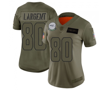 Nike Seahawks #80 Steve Largent Camo Women's Stitched NFL Limited 2019 Salute to Service Jersey