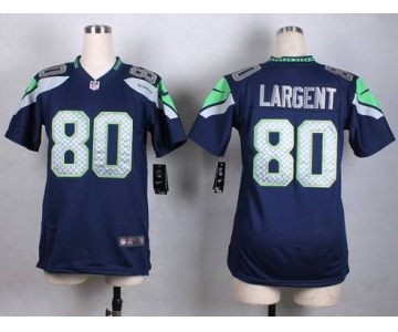 Women's Seattle Seahawks #80 Steve Largent Nike Navy Blue Game Jersey