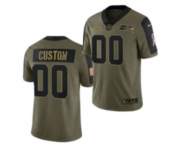 Men's Olive Seattle Seahawks ACTIVE PLAYER Custom 2021 Salute To Service Limited Stitched Jersey