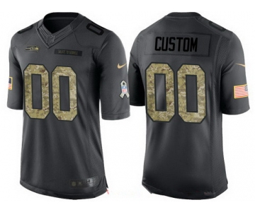 Men's Seattle Seahawks Custom Anthracite Camo 2016 Salute To Service Veterans Day NFL Nike Limited Jersey