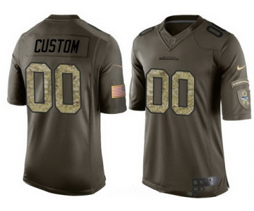 Men's Seattle Seahawks Custom Olive Camo Salute To Service Veterans Day NFL Nike Limited Jersey