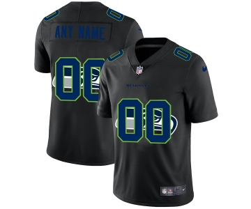 Seattle Seahawks Custom Men's Nike Team Logo Dual Overlap Limited NFL Jersey Black