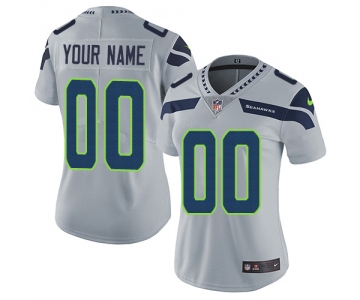 Women's Nike Seattle Sehawks Alternate Grey Customized Vapor Untouchable Limited NFL Jersey