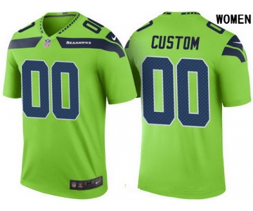Women's Seattle Seahawks Green Custom Color Rush Legend NFL Nike Limited Jersey