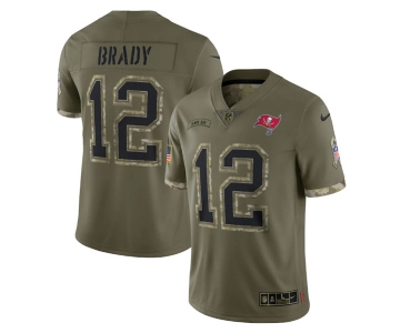 Men's Tampa Bay Buccaneers #12 Tom Brady 2022 Olive Salute To Service Limited Stitched Jersey