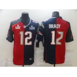 Men's Tampa Bay Buccaneers #12 Tom Brady Red Navy Blue Super Bowl Patch Two Tone Vapor Untouchable Stitched NFL Nike Limited Jersey