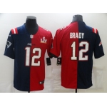 Men's Tampa Bay Buccaneers #12 Tom Brady Red Navy Super Bowl Split Stitched Jersey