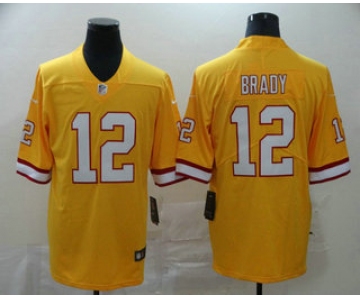 Men's Tampa Bay Buccaneers #12 Tom Brady Yellow 2020 NEW Vapor Untouchable Stitched NFL Nike Limited Jersey
