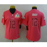 Women's Tampa Bay Buccaneers #12 Tom Brady Pink Fashion 2021 Super Bowl LV Rush NFL Nike Limited Jersey