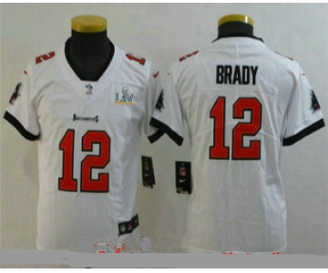 Youth Tampa Bay Buccaneers #12 Tom Brady White 2021 Super Bowl LV Vapor Untouchable Stitched Nike Limited NFL Jersey