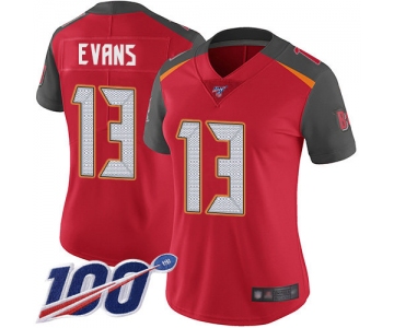 Nike Buccaneers #13 Mike Evans Red Team Color Women's Stitched NFL 100th Season Vapor Limited Jersey