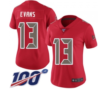 Nike Buccaneers #13 Mike Evans Red Women's Stitched NFL Limited Rush 100th Season Jersey