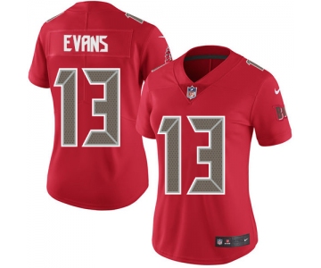 Women's Nike Buccaneers #13 Mike Evans Red Stitched NFL Limited Rush Jersey