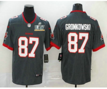 Men's Tampa Bay Buccaneers #87 Rob Gronkowski Grey 2021 Super Bowl LV Stitched Vapor Untouchable Stitched Nike Limited NFL Jersey