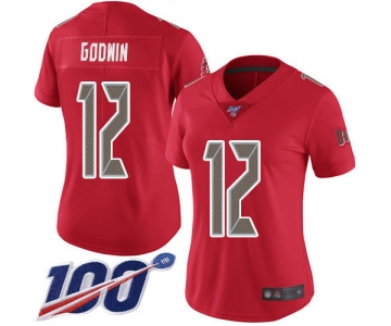 Buccaneers #12 Chris Godwin Red Women's Stitched Football Limited Rush 100th Season Jersey