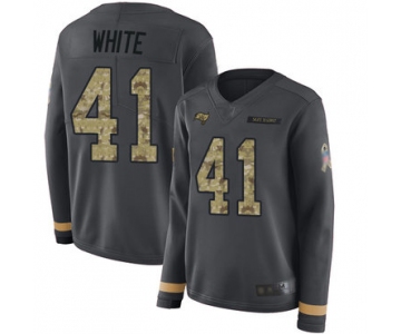 Buccaneers #41 Devin White Anthracite Salute to Service Women's Stitched Football Limited Therma Long Sleeve Jersey