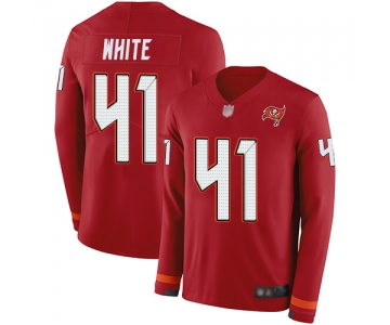 Buccaneers #41 Devin White Red Team Color Men's Stitched Football Limited Therma Long Sleeve Jersey