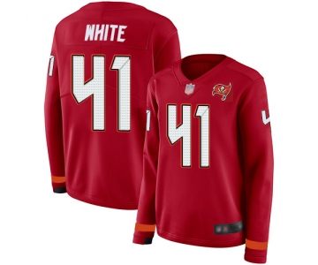 Buccaneers #41 Devin White Red Team Color Women's Stitched Football Limited Therma Long Sleeve Jersey