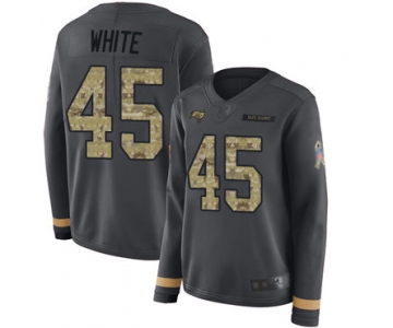 Buccaneers #45 Devin White Anthracite Salute to Service Women's Stitched Football Limited Therma Long Sleeve Jersey