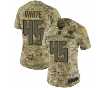 Buccaneers #45 Devin White Camo Women's Stitched Football Limited 2018 Salute to Service Jersey