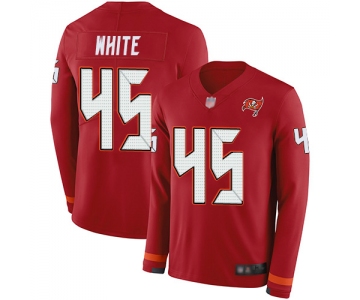 Buccaneers #45 Devin White Red Team Color Men's Stitched Football Limited Therma Long Sleeve Jersey