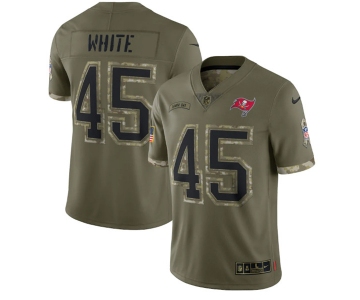 Men's Tampa Bay Buccaneers #45 Devin White 2022 Olive Salute To Service Limited Stitched Jersey