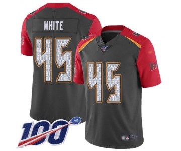 Nike Buccaneers #45 Devin White Gray Men's Stitched NFL Limited Inverted Legend 100th Season Jersey