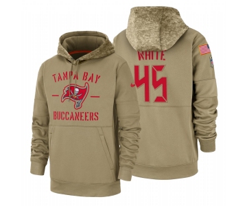 Tampa Bay Buccaneers #45 Devin White Nike Tan 2019 Salute To Service Name & Number Sideline Therma Pullover Hoodie