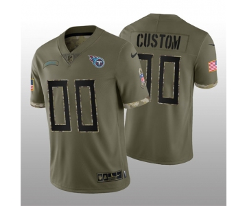 Men's Tennessee Titans ACTIVE PLAYER Custom 2022 Olive Salute To Service Limited Stitched Jersey