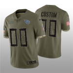 Men's Womens Youth Kids Tennessee Titans Custom Nike ACTIVE PLAYER Custom 2022 Olive Salute To Service Limited Stitched Jersey