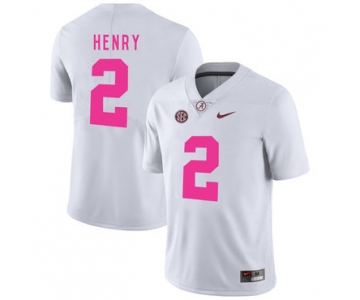 Alabama Crimson Tide 2 Derrick Henry White 2017 Breast Cancer Awareness College Football Jersey