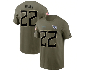 Men's Tennessee Titans #22 Derrick Henry 2022 Olive Salute to Service T-Shirt