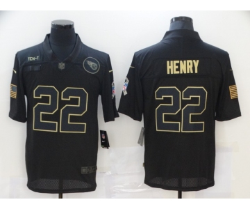 Men's Tennessee Titans #22 Derrick Henry Black 2020 Salute To Service Stitched NFL Nike Limited Jersey