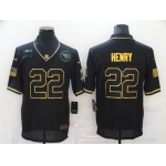 Men's Tennessee Titans #22 Derrick Henry Black Gold 2020 Salute To Service Stitched NFL Nike Limited Jersey