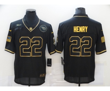 Men's Tennessee Titans #22 Derrick Henry Black Gold 2020 Salute To Service Stitched NFL Nike Limited Jersey