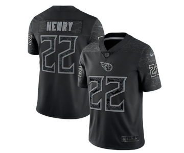 Men's Tennessee Titans #22 Derrick Henry Black Reflective Limited Stitched Football Jersey