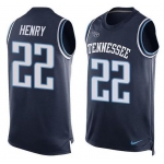 Men's Tennessee Titans #22 Derrick Henry Navy Blue Hot Pressing Player Name & Number Nike NFL Tank Top Jersey